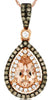 .83CT WHITE & MOCHA DIAMOND & AAA MORGANITE 14K ROSE GOLD PEAR SHAPE FUN PENDANT