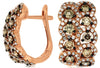 WIDE 1.7CT WHITE & CHOCOLATE FANCY DIAMOND 14K ROSE GOLD FLOWER HANGING EARRINGS