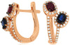 1.10CT DIAMOND & AAA MULTI GEM 14K ROSE GOLD OVAL & ROUND DOUBLE FLOWER EARRINGS
