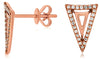 ESTATE .15CT DIAMOND 14KT ROSE GOLD 3D TRILLION TRIANGULAR FUN EARRINGS