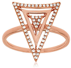 ESTATE .15CT DIAMOND 14KT ROSE GOLD 3D TRILLION TRIANGULAR FUN RING