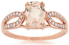 1.27CT DIAMOND & AAA MORGANITE 14KT ROSE GOLD 3D CUSHION & ROUND ENGAGEMENT RING