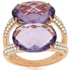 ESTATE EXTRA LARGE 9.74CT DIAMOND & AAA AMETHYST 14K ROSE GOLD OVAL & ROUND RING