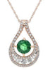 ESTATE 1.42CT DIAMOND & AAA EMERALD 14KT ROSE GOLD 3D TEAR DROP FUN PENDANT