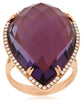 LARGE 23.23CT DIAMOND & AAA AMETHYST 14KT ROSE GOLD 3D PEAR SHAPE HALO FUN RING