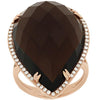 22.23CT DIAMOND & AAA SMOKY TOPAZ 14K ROSE GOLD PEAR SHAPE & ROUND HALO FUN RING