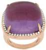 EXTRA LARGE 29.42CT DIAMOND & AAA CABOCHON AMETHYST 14KT ROSE GOLD HALO FUN RING