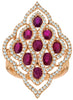 WIDE 2.73CT DIAMOND & AAA RUBY 14KT ROSE GOLD 3D OVAL & ROUND OPEN FILIGREE RING