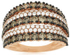 WIDE 2.30CT WHITE & CHOCOLATE FANCY DIAMOND 14KT ROSE GOLD 3D ANNIVERSARY RING
