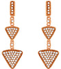 ESTATE .36CT DIAMOND 14KT ROSE GOLD 3D ROUND TRIANGULAR JOURNEY HANGING EARRINGS