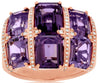 LARGE 6.17CT DIAMOND & AAA AMETHYST 14KT ROSE GOLD 3D EMERALD CUT & ROUND RING