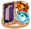 ESTATE LARGE 10.41CT DIAMOND & AAA MULTI GEM 14KT ROSE GOLD MULTI SHAPE FUN RING