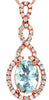 1.36CT DIAMOND & AAA AQUAMARINE 14KT ROSE GOLD 3D OVAL & ROUND TEAR DROP PENDANT