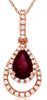 .58CT DIAMOND & AAA RUBY 14KT ROSE GOLD 3D PEAR SHAPE & ROUND FLOATING PENDANT