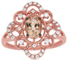 ESTATE .89CT DIAMOND & AAA MORGANITE 14KT ROSE GOLD 3D OVAL & ROUND FLOWER RING