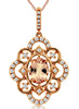 ESTATE .89CT DIAMOND & AAA MORGANITE 14KT ROSE GOLD FLOWER OPEN FILIGREE PENDANT