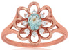 .43CT DIAMOND & AAA AQUAMARINE 14KT ROSE GOLD 3D OVAL & ROUND FLOWER LOVE RING