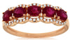 1.29CT DIAMOND & AAA RUBY 14K ROSE GOLD 3D OVAL & ROUND 5 STONE ANNIVERSARY RING