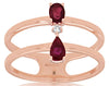 ESTATE .42CT DIAMOND & AAA RUBY 14KT ROSE GOLD OVAL ROUND & PEAR SHAPE FUN RING