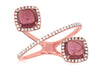 LARGE 2.95CT DIAMOND & AAA CABOCHON RHODOLITE 14K ROSE GOLD 3D CRISS CROSS RING