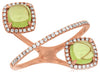 LARGE 2.45CT DIAMOND & AAA CABOCHON PERIDOT 14KT ROSE GOLD CRISS CROSS FUN RING