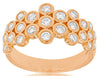 ESTATE WIDE .76CT DIAMOND 14KT ROSE GOLD 3D MULTI ROW ROUND BEZEL FUN RING