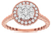 ESTATE .60CT DIAMOND 14K ROSE GOLD CLUSTER FLOWER HALO ROPE FRIENDSHIP LOVE RING