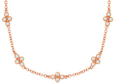 0.72CT DIAMOND 14KT ROSE GOLD 3D FILIGREE MULTI FLOWER BY THE YARD LOVE NECKLACE