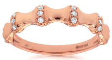 ESTATE .14CT DIAMOND 14KT ROSE GOLD 3D BAMBOO SEMI ETERNITY ANNIVERSARY RING
