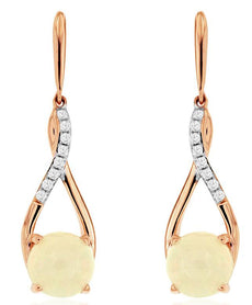 1.80CT DIAMOND & AAA OPAL 14KT ROSE GOLD 3D ROUND INFINITY LOVE HANGING EARRINGS