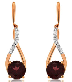3.10CT DIAMOND & AAA RHODOLITE 14K ROSE GOLD INFINITY TEAR DROP HANGING EARRINGS
