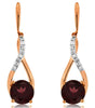 3.10CT DIAMOND & AAA RHODOLITE 14K ROSE GOLD INFINITY TEAR DROP HANGING EARRINGS