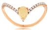 0.44CT DIAMOND & AAA OPAL 14K ROSE GOLD PEAR SHAPE & ROUND V SHAPE BUTTERFLY RING