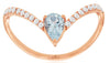 0.49CT DIAMOND & AAA AQUAMARINE 14KT ROSE GOLD PEAR SHAPE & ROUND BUTTERFLY RING