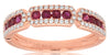0.62CT DIAMOND & AAA RUBY 14KT ROSE GOLD 3D CLASSIC OVAL HALO CHANNEL FUN RING