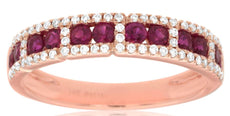0.80CT DIAMOND & AAA RUBY 14KT ROSE GOLD ROUND SQUARE WEDDING ANNIVERSARY RING