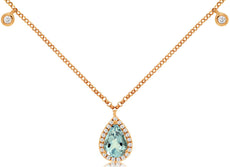 .62CT DIAMOND & AAA AQUAMARINE 14KT WHITE GOLD 3D TEAR DROP BY THE YARD NECKLACE
