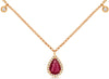 .87CT DIAMOND & AAA RUBY 14KT ROSE GOLD PEAR SHAPE & ROUND BY THE YARD NECKLACE