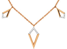 ESTATE .14CT DIAMOND 14KT ROSE GOLD 3D GEOMETRICAL BY THE YARD FUN LOVE NECKLACE