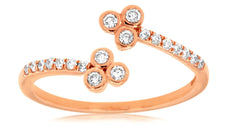 .20CT DIAMOND 14KT ROSE GOLD 3D THREE STONE BEZEL ETOILE CRISS CROSS LOVE RING