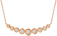 .50CT DIAMOND 14KT ROSE GOLD CLASSIC BEZEL ETOILE 9 STONE JOURNEY LOVE NECKLACE