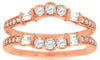 ESTATE 0.50CT DIAMOND 14KT ROSE GOLD CLASSIC ROUND & BAGUETTE FLOWER INSERT RING