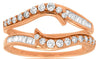 ESTATE 0.50CT DIAMOND 14KT ROSE GOLD ROUND & BAGUETTE DOUBLE V SHAPE INSERT RING