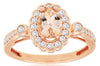 1CT DIAMOND & MORGANITE 14KT ROSE GOLD OVAL & ROUND FLOWER HALO ENGAGEMENT RING