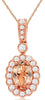 0.92CT DIAMOND & AAA MORGANITE 14K ROSE GOLD OVAL & ROUND FLOWER FLOATING PENDANT