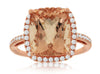 LARGE 5.03CT DIAMOND & AAA MORGANITE 14K ROSE GOLD CUSHION & ROUND HALO FUN RING