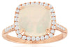 LARGE 2.9CT DIAMOND & AAA OPAL 14KT ROSE GOLD CUSHION & ROUND SQUARE HALO RING