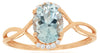 1.14CT DIAMOND & AAA AQUAMARINE 14KT ROSE GOLD OVAL & ROUND INFINITY LOVE RING
