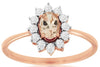 .51CT DIAMOND & AAA MORGANITE 14KT ROSE GOLD 3D OVAL & ROUND FLOWER LOVE RING