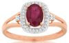 1.0CT DIAMOND & AAA RUBY 14KT ROSE GOLD 3D OVAL & ROUND FILIGREE ENGAGEMENT RING